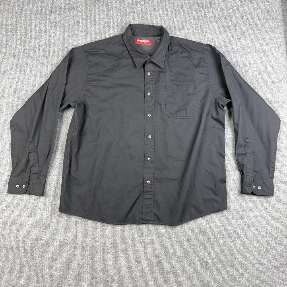 Wrangler Shirt Mens 2XL Black Long Sleeve Button Front Pocket Western Casual